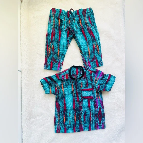 Handmade Boys Short Sleeve African print 2Piece Set Toddler 2T-3T - Picture 7 of 7